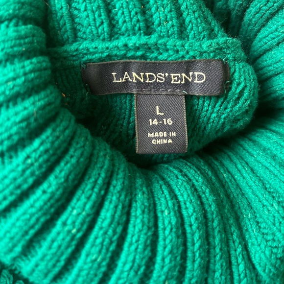 Green turtleneck cotton sweater - Picture 3 of 4